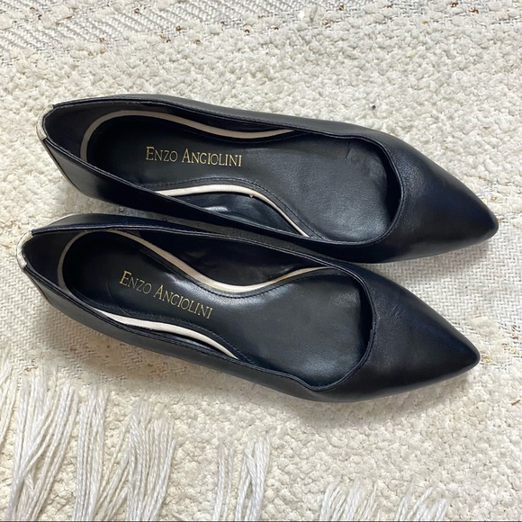 Enzo Angiolini black/white leather pointed flats - Picture 7 of 7